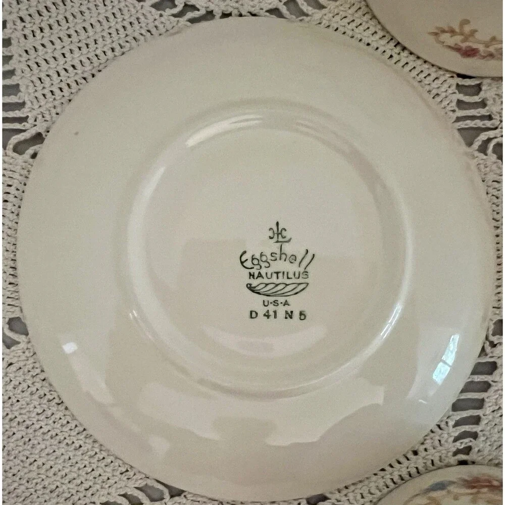 4 Vintage Homer Laughlin Eggshell Nautilus Rochelle 9” Dinner Plates